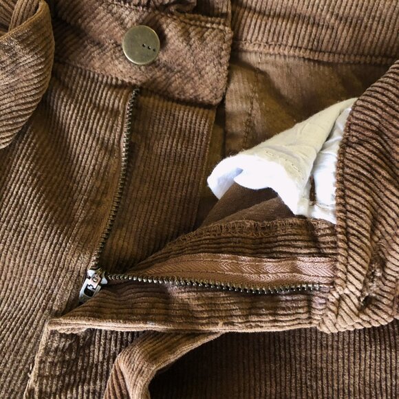 Tgla Corduroy Wide Leg Pants Belted Size XS W26 Paper bag Brown 4 Pockets - Picture 5 of 16